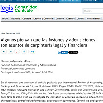 Algunos piensan que las fusiones y adquisiciones son asuntos de carpintera legal y financiera